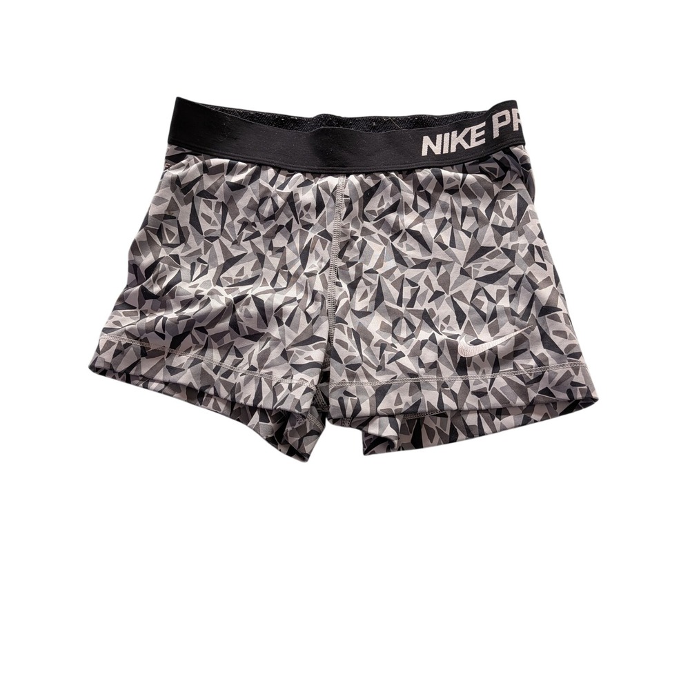 Nike Pro Dri-FIT Womens Grey Geometric Prism Compression Shorts Small